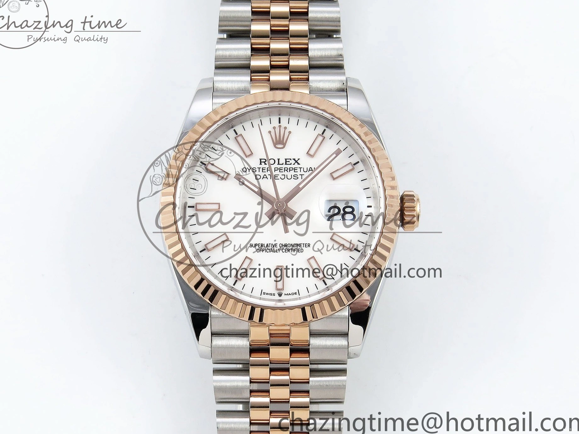 MiroTime 1222 DateJust 36 126231 APF 1:1 Best Edition 904L Steel White Sitck Dial on SS RG Jubilee Bracelet VR OnTrend 1589